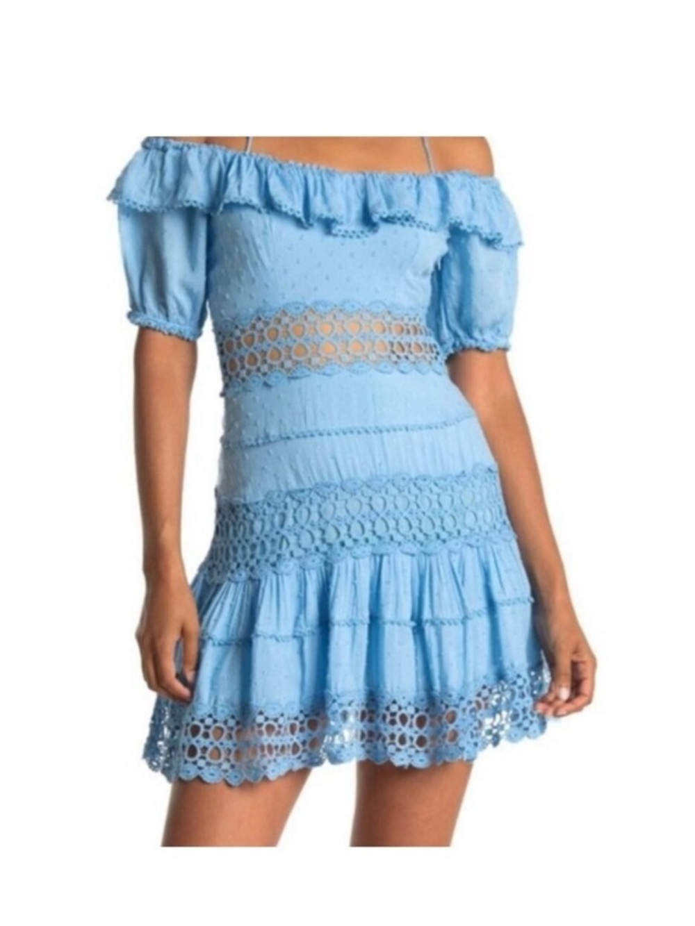Free People Cruel Intentions Mini Dress Flax Flower Blue Cut Out Size 6